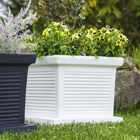 Vaso in Polimero Monacis Quadro Millerighe Bianco cm 40 (40X40X33h)