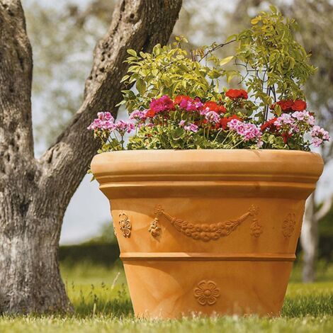 Vaso in Polimero Monacis Doppio Bordo Festone Terracotta Ø65 (60X50h)