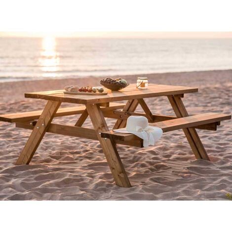 Tavolo con panche picnic oasi legno impregnato 177x154x74h - Losa