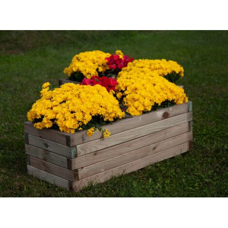 Fioriera In Legno Per Balcone 40x40x34 Cm Con Pellicola Protettiva - Haushalt International - Colore Naturale - 4