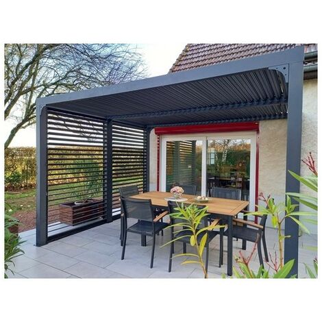 Pergola Bioclimatica 360X300cm in Alluminio con Frangivista Laterali su Lato Da 3m