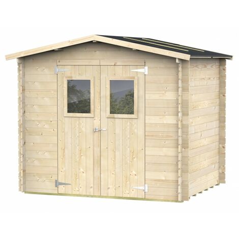 Casetta in legno da giardino 248x198 cm – Pareti 19 mm – Doppia porta plexiglas – Abete naturale (1/5)