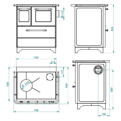 Cucina a Legna Royal Palazzetti New Betty 3,5 Nero