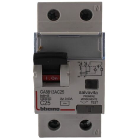 Ga8813Ac25 Interruttore Magnetotermico Differenziale Salvavita 1P+N Tipo a 25A (1/3)