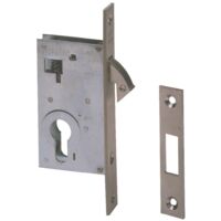 Serratura da infilare a cilindro europeo per montanti di entrata, modello Cisa 45110-40-0, con cilindro sagomato da 40 mm