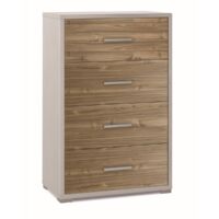 Mobile 4 Cassetti 71L x 41P x h110 – Finitura Bianco Opaco e Finitura Legno Noce – Sarmog