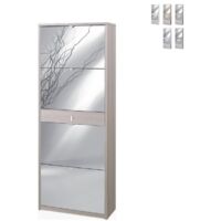 Scarpiera 4 Ante Specchio e 1 Cassetto 63L x 29P x h164 – Finitura Olmo Chiaro – Sarmog