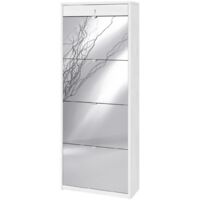 Scarpiera quattro ante a specchio un cassetto superiore Bianco Ossido 63x29x h164 cm