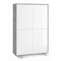 Armadio Credenza Cemento Bianco Lucido Ripiani 4 Ante Soggiorno Mobile