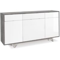 Madia tre ante tre cassetti Cemento Bianco Lucido 164x41x h92 cm