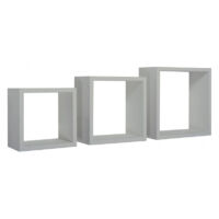 Set di 3 Mensole da Muro, Cubi Arredo, Mensole Cubo, Cubi da Parete, Grigio Sasso, 35x35, 30x30 e 25x25 p15,5 cm - Incubo