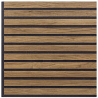 Set di Dieci Pannelli Decorativi Murali, Fonoassorbenti a Listelli Lineari in Legno, Noce Asia, 55x55 p1,1 cm - Hoogapanel