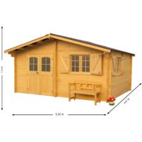 Capanna per tronchi in legno massello con doppie scanalature 22,87 m2 bicromato - nan5040.02n - habrita