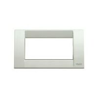 16744.02 Placca Classica 4 Moduli Tecnopolimero Bianco Granito
