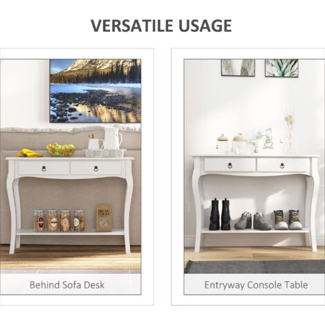 Modern Console Table with Storage Shelves and Drawers for Living Room ...