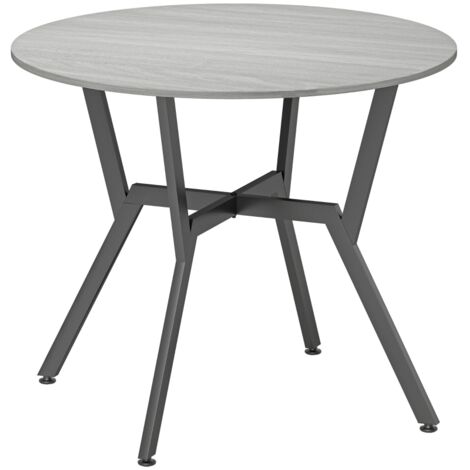 Dining Table, Round Kitchen Table with Black Legs, Anti-slip Foot Pads for Living Room, Dining Room 90 x 76 cm, Grey (1/5)