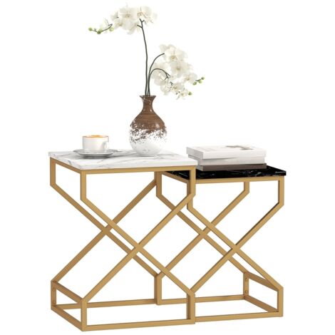 Set of Two Marble-Effect Nesting Tables (1/5)