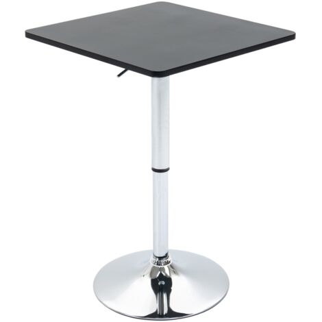 Modern Height Adjustable Counter Bar Table with 360° Swivel Tabletop and Electroplating Metal Base, Pub Desk for Living Room, Kitchen, Restaurant, Pub, Black and Silver (1/5)