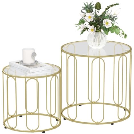 Elliptical Cut-Out Nesting Tables - Gold-Tone (1/5)