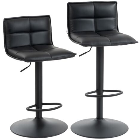 Set of Two Modern Faux Leather Bar Stools - Black (1/5)