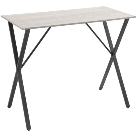 120 cm Rectangular Bar Table for 4 People, Modern Kitchen Table with Wood Effect Tabletop, Steel Legs, for Living Room, Home Bar, White (1/5)