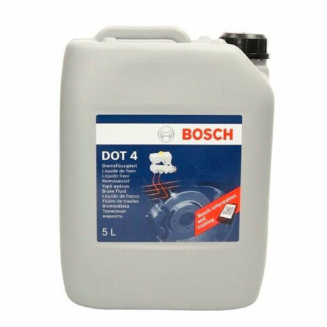 Bosch – Liquide de frein DOT 4 5L – Performance optimale pour systèmes de freinage hydrauliques – Conforme aux normes SAE J et ISO 4925