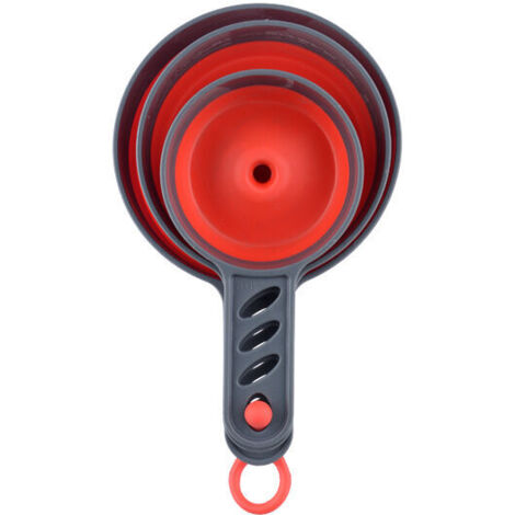 Juego de embudos de silicona plegables de tres piezas, embudo para tarro Mason, diseño de clip redondo, material de silicona PP, adecuado para embudos para tarro Mason para especias en polvo y aliment (1/4)
