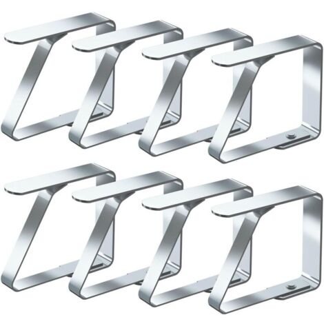 Juego de 8 pinzas para mantel de acero inoxidable antideslizantes (4 cm x 8 piezas) (1/4)