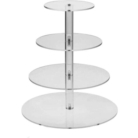 Soporte redondo de acrílico para tartas, expositor de alimentos de 4 niveles para bodas, cumpleaños, meriendas y decoración temática. (1/4)