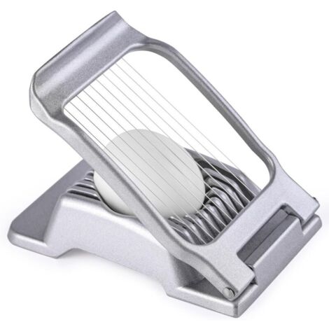 Cortador de huevos para huevos duros, alambre de acero inoxidable, cortador de huevos de aluminio resistente, apto para lavavajillas, adecuado para huevos, fresas y frutas de pulpa blanda. (1/4)