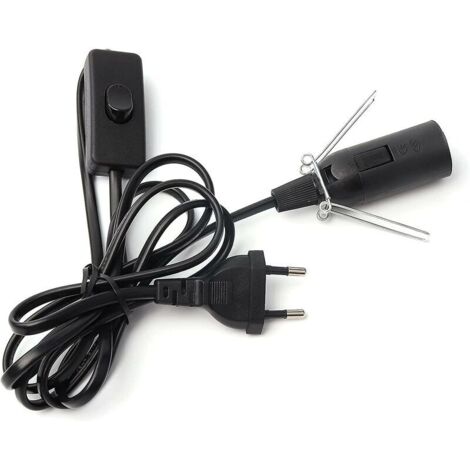 CGEAMDY 2 Cables Con Interruptor Y Enchufe Euro (1.8m) Para Portalámparas E14 – Ideal Para Lámpara De Sal O Decoración