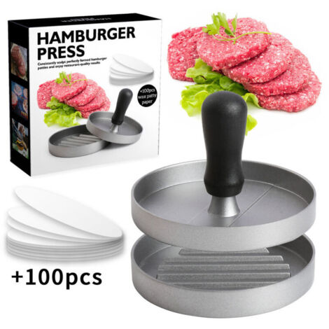 Prensa para hamburguesas de aluminio fundido para deliciosas hamburguesas, utensilios para barbacoa, hamburguesas y platos de barbacoa, con revestimiento antiadherente. Ø 11,8 cm (1/4)