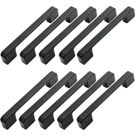 10 maniglie per mobili, spaziatura fori 96 mm - Maniglie per porte da cucina nere, maniglie a barra, maniglie da cucina nere, 96 mm (1/4)