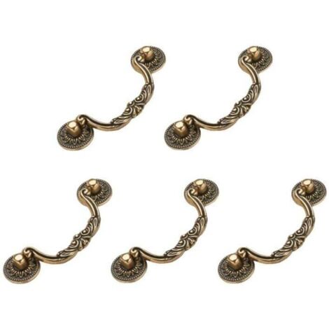 Set di 5 maniglie per porte o pomelli per mobili in stile antico in bronzo vintage per mobili da cucina (1/3)