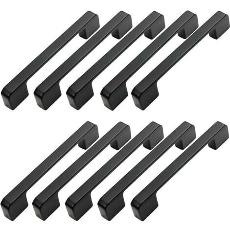 10 maniglie per mobili, spaziatura fori 96 mm - Maniglie per porte da cucina nere, maniglie a barra, maniglie da cucina nere, 96 mm (1/4)