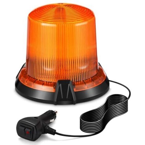 Luce lampeggiante a LED arancione con 2 modalità di lampeggio, rotazione, 12V/24V, per trattori, con cavo di alimentazione da 3m, base magnetica, luce di emergenza per veicoli agricoli.