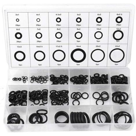 Set di 225 rondelle di tenuta in gomma O-ring di 18 misure per la riparazione di auto e veicoli. (1/4)