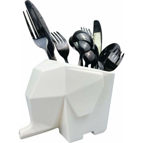 Scolaposate, portaspugna, lavello da cucina, bianco, con foro di scarico per riporre i coltelli