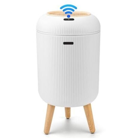 Pattumiera automatica con sensore da 10 litri - Pattumiera elettrica con coperchio per cucina e bagno - A prova di perdite e odori per ufficio, camera da letto, WC - Bianca, silenziosa (1/4)