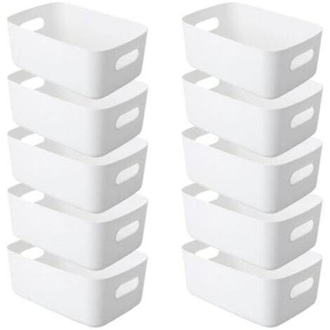 Set di 10 contenitori portaoggetti, cestini portaoggetti in plastica con manici, 24 x 17 x 10 cm, contenitori portaoggetti in plastica, per mobili da cucina, scaffali da bagno, contenitori portaoggett (1/4)