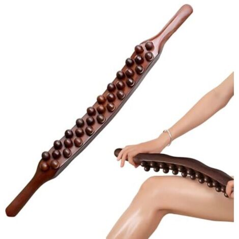Rullo massaggiante Gua Sha, bastoncino raschiante in legno, 31 rulli massaggianti, bastoncino massaggiante in legno per il rilassamento muscolare, massaggio al collo, alla schiena, all'addome, alle ga