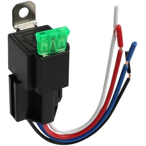 Relè per auto da 12 V, fusibile a lama SPST a 4 pin, con cavo AWG 12 per impieghi gravosi per auto, camion e barche