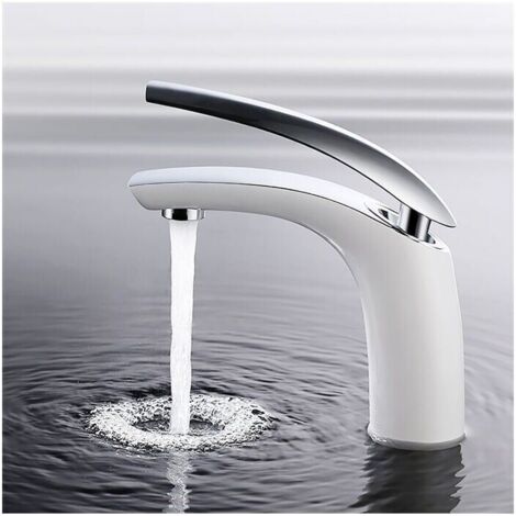 Rubinetto bianco per bagno, rubinetto per lavandino, rubinetto per lavabo, miscelatore per bagno, rubinetto per bagno, miscelatore monocomando per bagno bianco