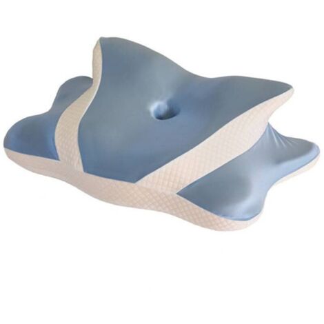 Cuscino cervicale ergonomico 2 in 1 in memory foam, cuscino ortopedico per dormire su un fianco e sulla schiena, cuscino a farfalla, 60 x 40 x 14 cm (blu)