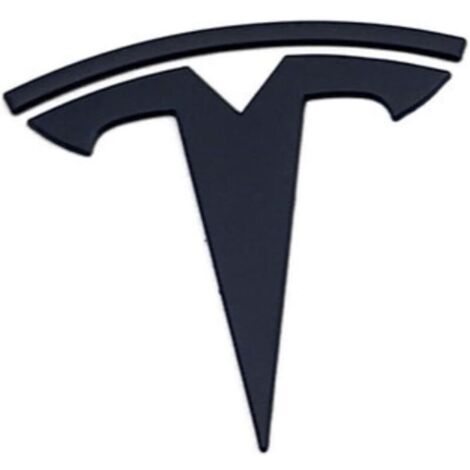Adesivo frontale alla moda con logo T in metallo in rilievo, nero opaco, con adesivo 3M, per Tesla Model 3, Model Y, Highland Juniper (solo logo T) (1/4)