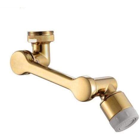 Aeratore per rubinetto girevole a 1080 gradi, spruzzatore universale a 2 funzioni, prolunga per rubinetto, ottone, oro spazzolato
