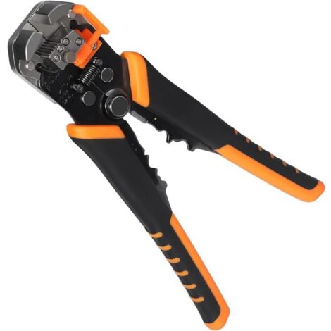 Spellafili automatico 3 in 1 24-10 AWG (0,2-6,0 mm²), utensile di crimpatura autoregolante, utensile manuale multifunzionale per spelare, tagliare e crimpare, arancione e nero