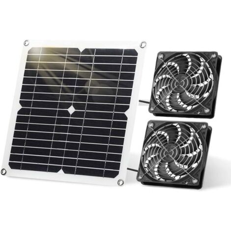 Kit pannello solare da 12 W - Ventola di scarico per pollaio e serra - Dissipazione del calore (doppia ventola) (1/4)