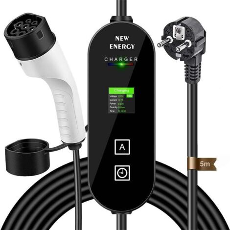Pistola di ricarica intelligente a doppia azione da 16 A e 3,5 kW, standard europeo, con cavo portatile da 5 m. Adattamento flessibile per uso domestico/commerciale leggero.