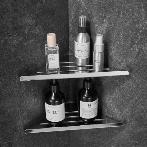 Set di 2 mensole angolari per doccia in acciaio inox 304 per pareti piastrellate, mensola da incasso per ristrutturazione bagno (1/3)